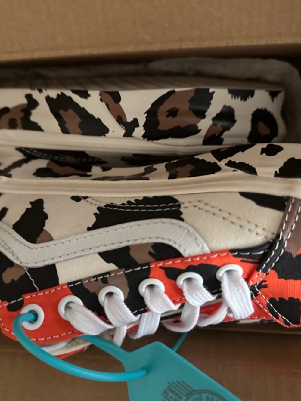 Vans Animal Old Skool Leopard Print Sneakers with Orange Accents - Picture 7 of 9